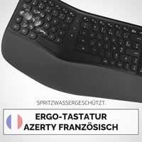 Ergonomická bezdrôtová klávesnica APM s 2,4 GHz prijímačom, vstavanou opierkou na zápästie, francúzskym rozložením AZERTY, deleným dizajnom, pre PC a Mac 2