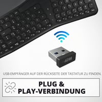 Ergonomická bezdrôtová klávesnica APM s 2,4 GHz prijímačom, vstavanou opierkou na zápästie, francúzskym rozložením AZERTY, deleným dizajnom, pre PC a Mac 4