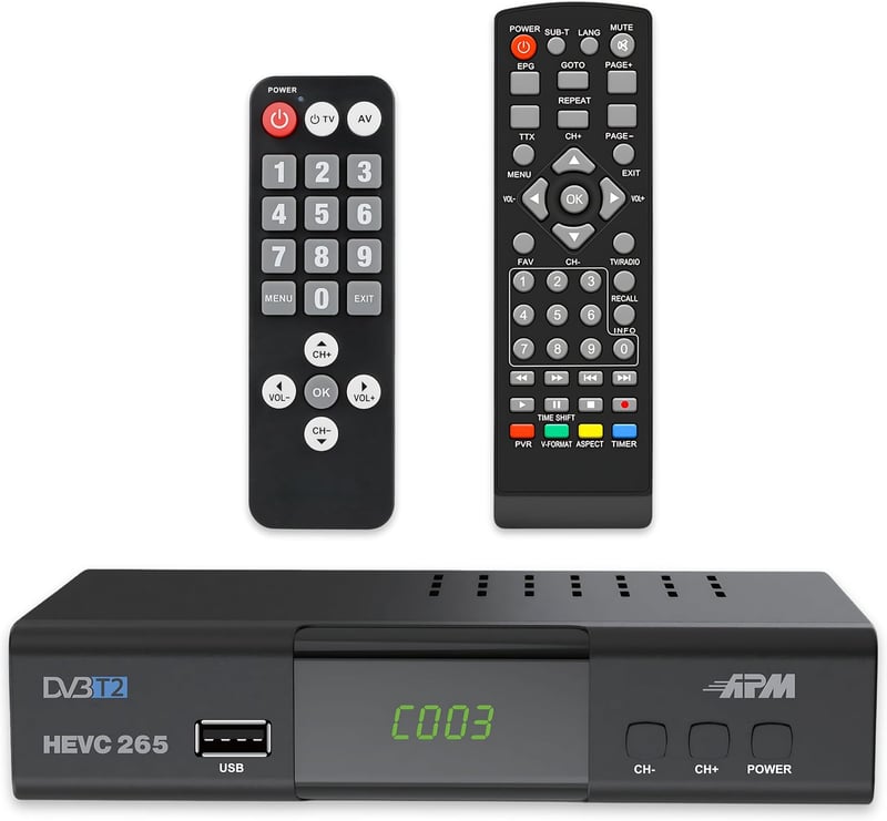 APM Full HD 1080p DVB-T2/DVB-C dekóder H.265 HEVC, HDMI, SCART, USB