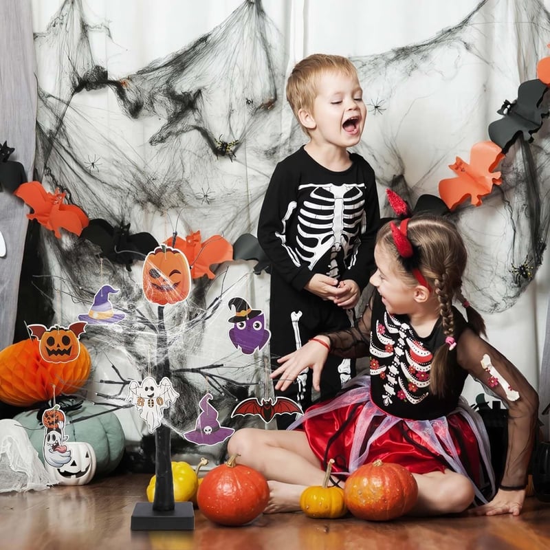 APODESS 24 LED Halloween Dekorációs Fényfák Asztali Ablak Világítás