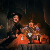 APODESS 24 LED Halloween Dekorációs Fényfák Asztali Ablak Világítás 2