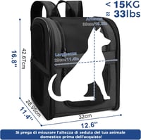 apollo walker kutya- és macska hátizsák légáteresztő hálóval, max. 15 kg - fekete 2