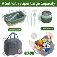 ApollOptimum 850ml Bento Ebéddoboz Táskával és Evőeszközzel, Compartmentes Ételhordó Felnőtteknek és Gyerekeknek 2