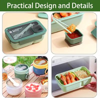 ApollOptimum 850ml Bento Ebéddoboz Táskával és Evőeszközzel, Compartmentes Ételhordó Felnőtteknek és Gyerekeknek 3