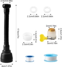 APOMOONS 360 fokban forgó csapkihúzó toldat adapterrel Fekete, 3 módos zuhanyfej csap hosszabbító tömlő konyhába és fürdőszobába 2