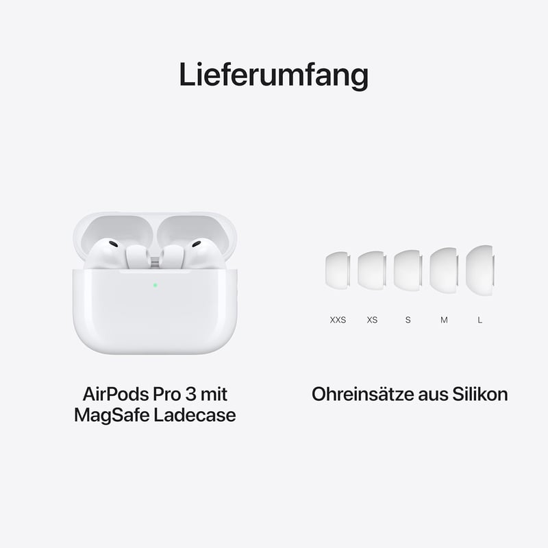 Apple AirPods Pro 3 Aktív zajszűrés, szívritmus monitor, hallásegészségügyi funkció, USB-C töltés
