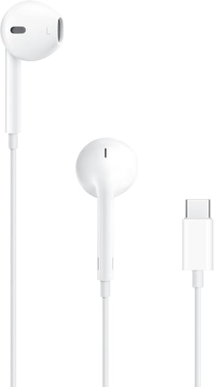 Căști Apple EarPods cu conector USB-C, alb, microfon și control al volumului, compatibile cu iPhone 15 și iPad, folosite