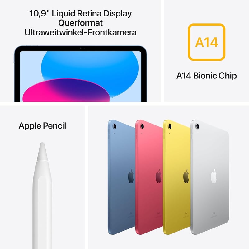 Apple iPad 10.9" 64GB Wi-Fi kék 10. generáció tablet - 64 GB, Without power adapter, blue, Wi-Fi
