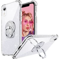 Prozirna maska za Apple iPhone XR sa sjajnim šljokicama, otporna na udarce, s prstenom 1