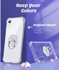Prozirna maska za Apple iPhone XR sa sjajnim šljokicama, otporna na udarce, s prstenom 3