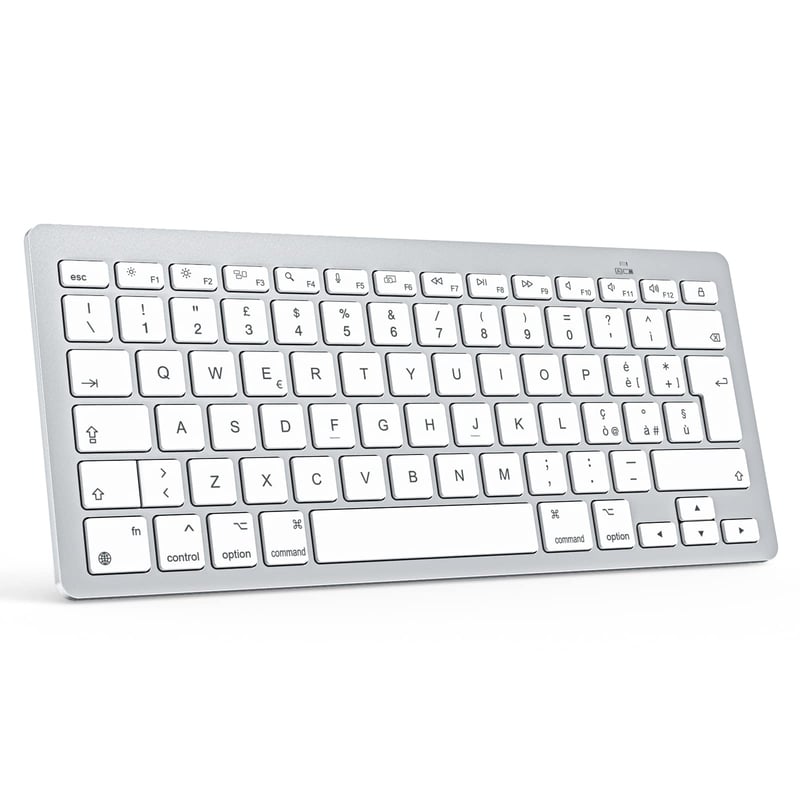 Tastatură Bluetooth OMOTON argintie compatibilă cu Apple MacBook, cu layout italian QWERTY