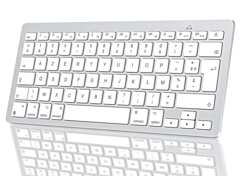 Tastatură Bluetooth subțire OMOTON argintie, compatibilă cu Apple MacBook