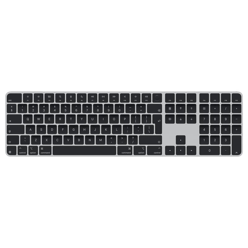 Apple Magic Keyboard cu Touch ID și tastatură numerică pentru modelele Mac cu procesor Apple - Engleză internațională - Taste negre Bluetooth USB-C