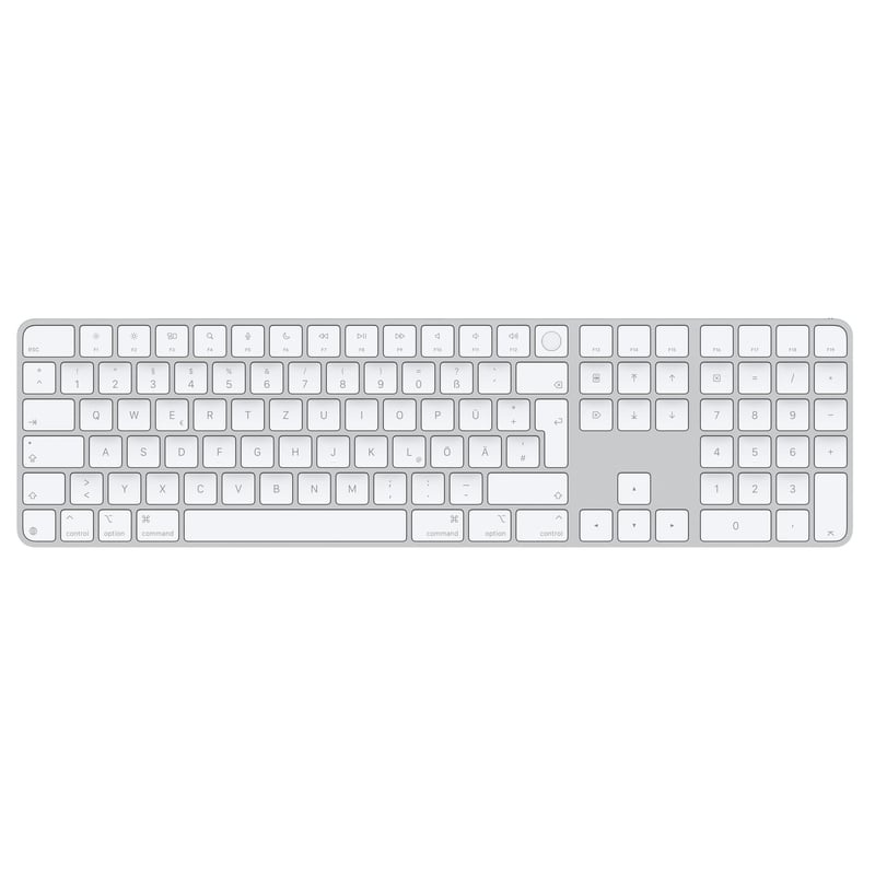Apple Magic Keyboard s Touch ID a číselnou klávesnicou pre Mac s čipom Apple – nemecké rozloženie – biele klávesy