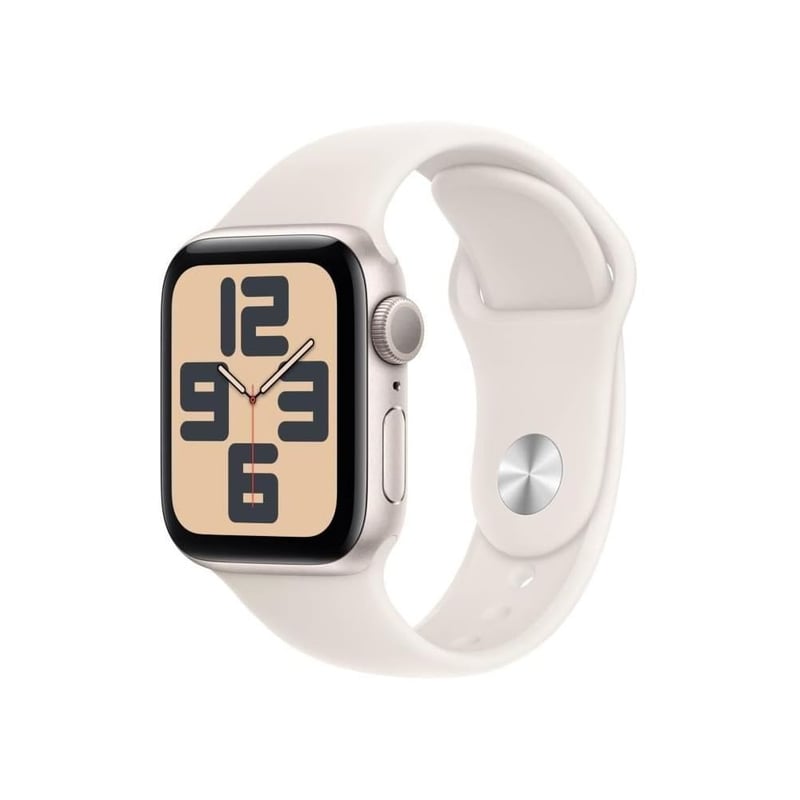 Inteligentné hodinky Apple Watch SE (2. generácia) GPS 40 mm s hliníkovým puzdrom vo farbe polárna hviezdica a športovým remienkom vo veľkosti S/M – sledovanie fitness a spánku