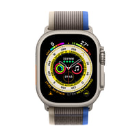 Apple Watch Ultra GPS + Cellular 49 mm titánové puzdro, remienok Trail Loop modrý/sivý, veľkosť M/L, inteligentné hodinky, fitness tracker, dlhá výdrž batérie, Retina displej 2