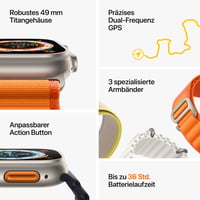 Apple Watch Ultra GPS + Cellular 49 mm titánové puzdro, remienok Trail Loop modrý/sivý, veľkosť M/L, inteligentné hodinky, fitness tracker, dlhá výdrž batérie, Retina displej 6