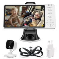APPS2Car 2 v 1 detská pestúnka, 5-palcový 1080p HD monitor do auta s kamerou na zadné sedadlo, obojsmerným zvukom, IR nočným videním, snímačom teploty, bez WiFi 1