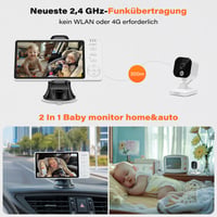 APPS2Car 2 v 1 detská pestúnka, 5-palcový 1080p HD monitor do auta s kamerou na zadné sedadlo, obojsmerným zvukom, IR nočným videním, snímačom teploty, bez WiFi 2
