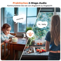 APPS2Car 2 v 1 detská pestúnka, 5-palcový 1080p HD monitor do auta s kamerou na zadné sedadlo, obojsmerným zvukom, IR nočným videním, snímačom teploty, bez WiFi 4