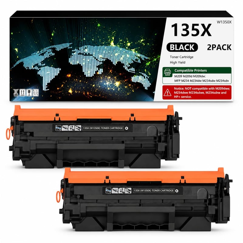Toner APRONE 135X W1350X HP 135X W1350X 135A W1350A kompatibilný pre tlačiarne HP LaserJet M207dw M209 M234 M234dw M234sdw, 2 ks čierny