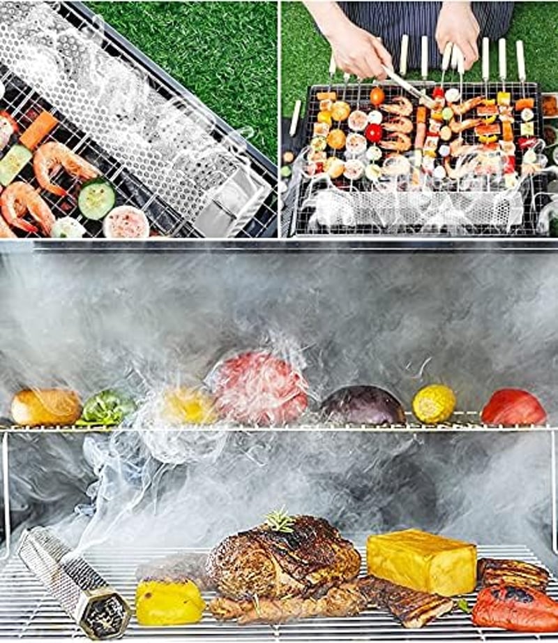 Apronhero 12 Hüvelykes Rozsdamentes Füstölő Cső Hordozható Hexagonális BBQ Grillhez