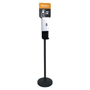 Dezinfekčný stojan a dávkovač APS 98250 – Kov, čierna farba, priemer 32 cm, výška 163 cm, 1-litrová nádržka