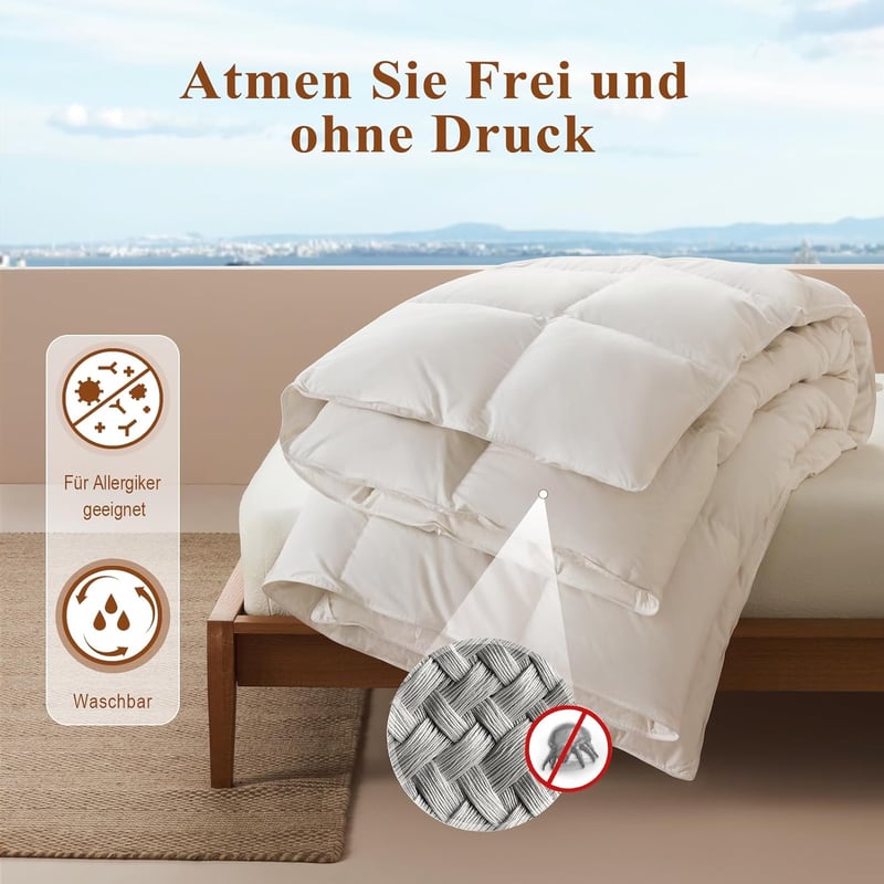 APSMILE Pehelypaplan 200x200 cm, 75% liba toll, 3-as melegség, pamut