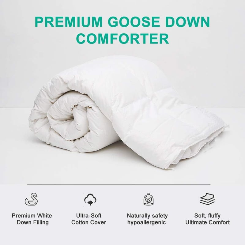 APSMILE Téli Luxus Pehelypaplan 240x260 cm - Libatoll Töltetű Hotel Kollekció, Dupla Ágyhoz, 8 Sarokfüllel, Fehér, Extra Meleg