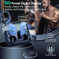 Căști sport Aptkdoe Bluetooth 5.4 cu baterie de 75 ore, sunet HiFi stereo, microfon ENC, rezistență la apă IPX7, afișaj LED, control prin aplicație, albastru 7