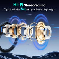 Căști sport Aptkdoe Bluetooth 5.4 cu baterie de 75 ore, sunet HiFi stereo, microfon ENC, rezistență la apă IPX7, afișaj LED, control prin aplicație, albastru 4