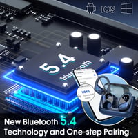 Căști sport Aptkdoe Bluetooth 5.4 cu baterie de 75 ore, sunet HiFi stereo, microfon ENC, rezistență la apă IPX7, afișaj LED, control prin aplicație, albastru 6