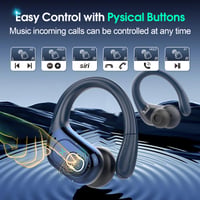 Căști sport Aptkdoe Bluetooth 5.4 cu baterie de 75 ore, sunet HiFi stereo, microfon ENC, rezistență la apă IPX7, afișaj LED, control prin aplicație, albastru 8