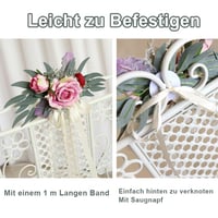 AQCQDQ Esküvői Autódísz 2 db, Vintage Művirág Szívókoronggal Visszapillantó Tükörhöz, Esküvői Autómasni, Rózsaszín 6