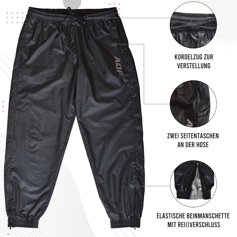 AQF Szauna Öltöny Izzadásos Fitnessz Jogging Felső Alsó Férfi Női Kapucnis Fogyasztó Ruha - 3XL, black