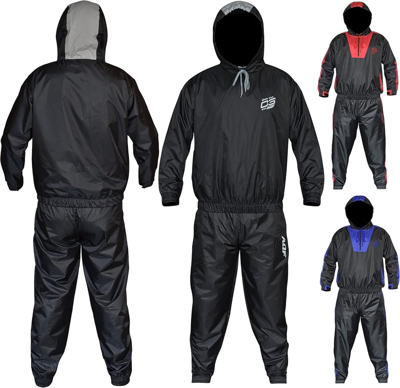 AQF Szauna Öltöny Izzadásos Fitnessz Jogging Felső Alsó Férfi Női Kapucnis Fogyasztó Ruha - 3XL, black