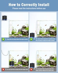 AQQA Aquarium Air Pump, 360 L/H Oxygen Pump, Aquarium Sufficient Oxygen Supply, Ultra Quiet Operation, 2 Adjustable Air Outlets for Aquariums up to 300 L (3 W) - 3W up to 300L 5