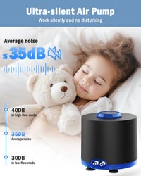 AQQA Aquarium Air Pump, 360 L/H Oxygen Pump, Aquarium Sufficient Oxygen Supply, Ultra Quiet Operation, 2 Adjustable Air Outlets for Aquariums up to 300 L (3 W) - 3W up to 300L 3