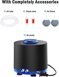 AQQA Aquarium Air Pump, 360 L/H Oxygen Pump, Aquarium Sufficient Oxygen Supply, Ultra Quiet Operation, 2 Adjustable Air Outlets for Aquariums up to 300 L (3 W) - 3W up to 300L 7