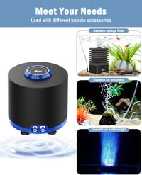AQQA Aquarium Air Pump, 360 L/H Oxygen Pump, Aquarium Sufficient Oxygen Supply, Ultra Quiet Operation, 2 Adjustable Air Outlets for Aquariums up to 300 L (3 W) - 3W up to 300L 6