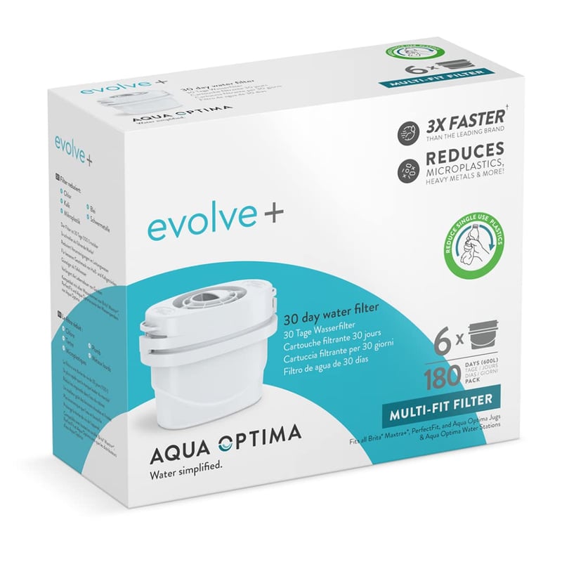 Aqua Optima Evolve+ filtar za vodu – 6 komada (zaliha za 6 mjeseci), kompatibilan s Brita Maxtra+