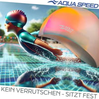 Set cască de înot din silicon Aqua Speed Bunt + prosop din microfibră – Multicolor, mărimea 50 – Cască de înot pentru adulți și copii, impermeabilă 5