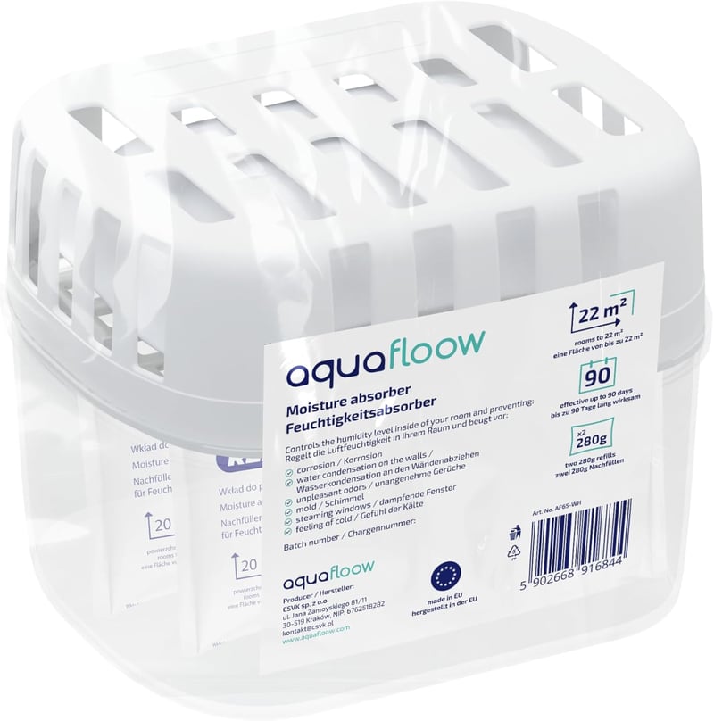 Aquafloow 4 db Páramentesítő + 8 db 280g Utántöltő Granulátum, Penészedés Elleni Védelem