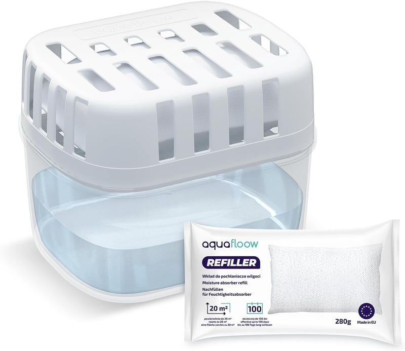 Aquafloow 4 db Páramentesítő + 8 db 280g Utántöltő Granulátum, Penészedés Elleni Védelem