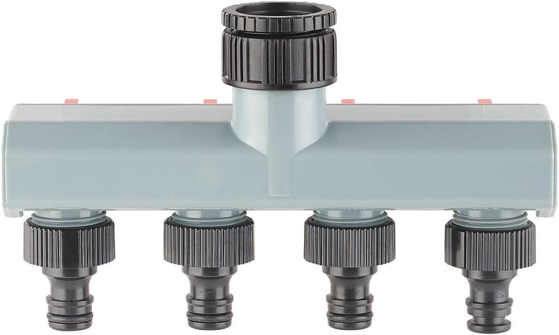 Aqualin 4-utas Kerti Locsolóelosztó - Univerzális Csapcsatlakozó Vízadagoló 3/4" és 1" Mérethez - Többirányú Öntözéshez, Autómosáshoz