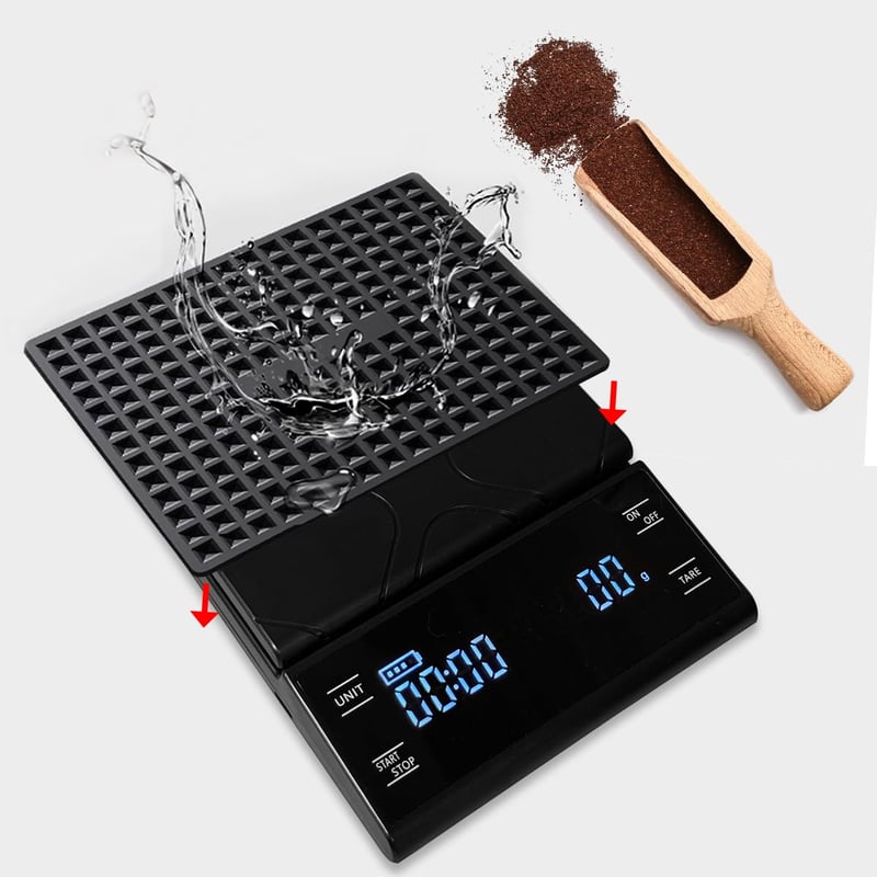 Aqualin LED digitális kávéskála 3kg, 0,1g pontosság, időzítővel, barista mérleg