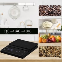 Aqualin LED digitális kávéskála 3kg, 0,1g pontosság, időzítővel, barista mérleg 6
