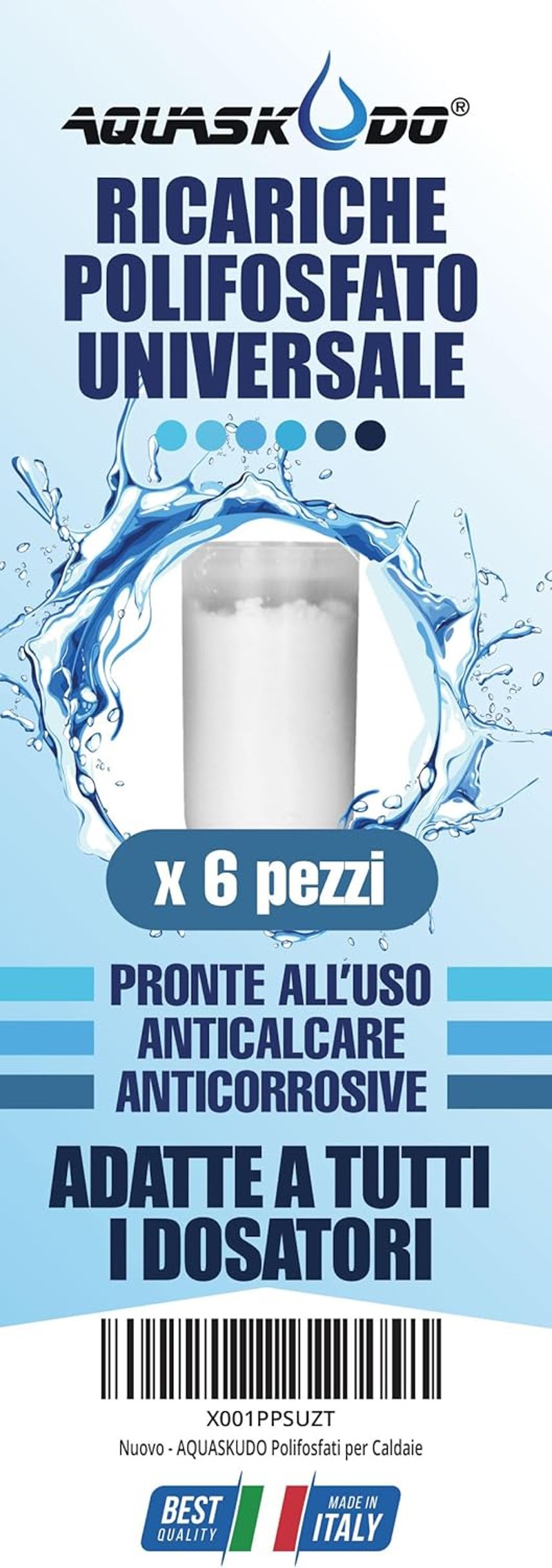 AQUASKUDO Poliphoszfát Vízlágyító Kazánfilter Szett 6db Univerzális Kazánhoz