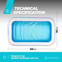 Nafukovací záhradný bazén pre deti Aquastic 305x183x56 cm, 1160 litrov, modrý, obdĺžnikový bazén z PVC materiálu 15