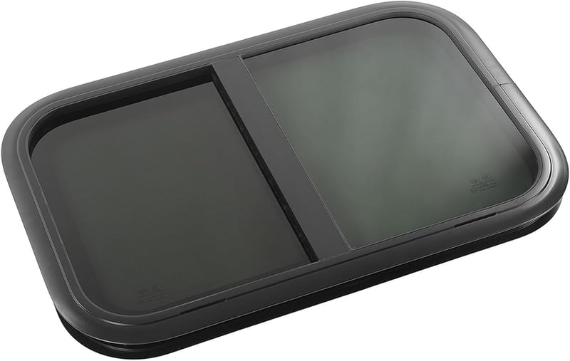 AQXREIGHT 700x300mm Lakóautó Csúszóablak Tempered Glass Fekete Alumínium Kerettel Szúnyoghálóval